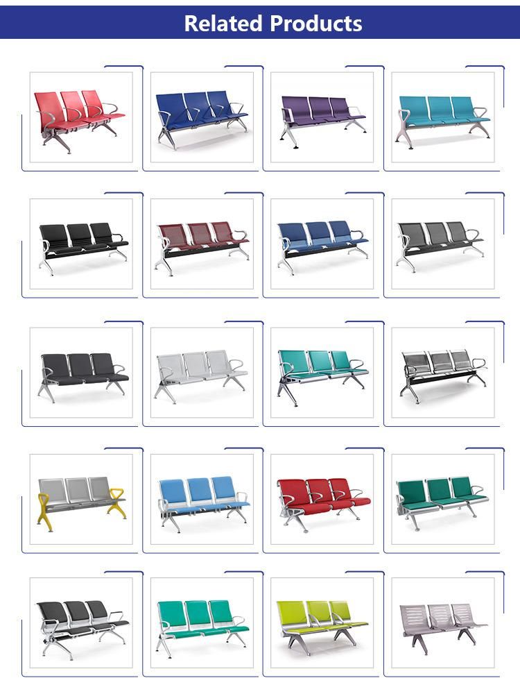 Good Quality 3 Seats Unfolded Waiting Hall Hospital Medical Metal Furniture Waiting Areas Bench Patient Waiting Room Chair Steel Waiting Chairs with CE