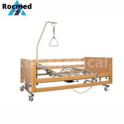 Hospital Medical Equipment Homecare Electric Home Patient Adjustable Clinic Nursing Home Care Bed with Lifting Pole