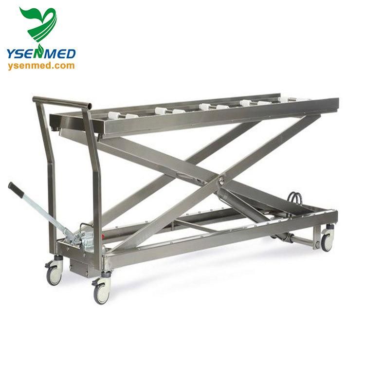 Hospital Morgue Equipment Yssjt-1b Hydraulic Cadaver Trolley with Best Price