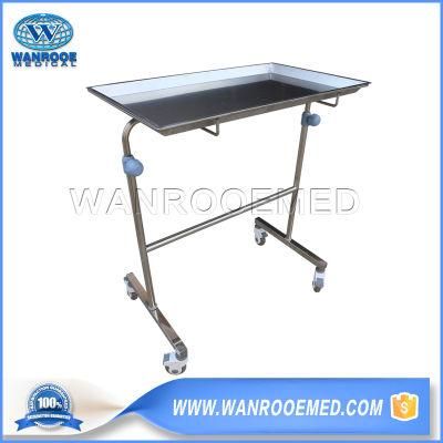 Bss001 Medical Height Adjustable Stainless Steel Surgery Operation Mayo Tray Stand Table