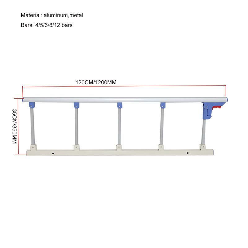 Hospital Bed Accessories Aluminum Alloy Guradrails Side Rails with 5 Column