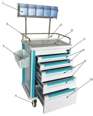 Have Single Bin Container Anesthesia Trolley Cart ABS Trollery Mst-At625