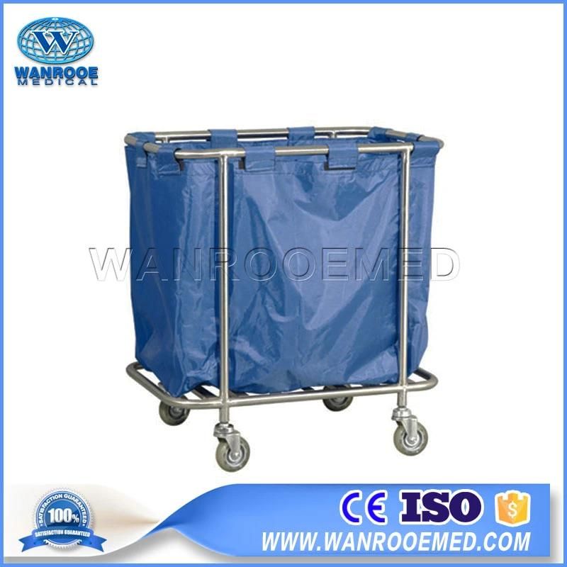 Bss021 Medical Service Hand Stainless Steel Dirty Linen Cleaning Trolley Cart with Bag