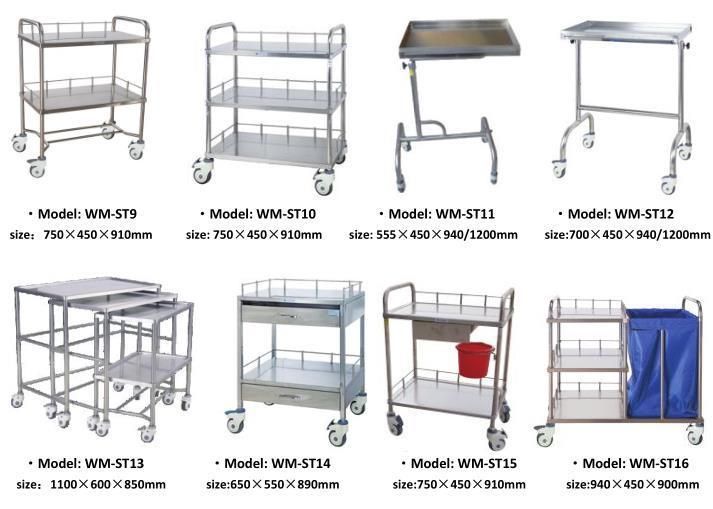 Stainless Steel Medical Cart Utility Surgical Instrument Cart Hospital Equipment