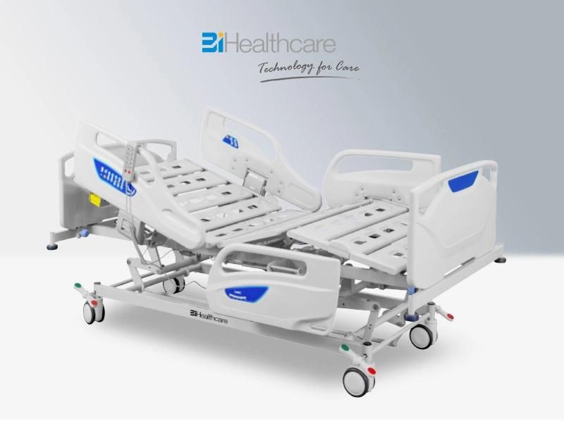 5 Function Electric Hospital Bed/Patient Bed/Nursing Bed/Medical Bed/ICU Bed with Mattress and I. V Pole