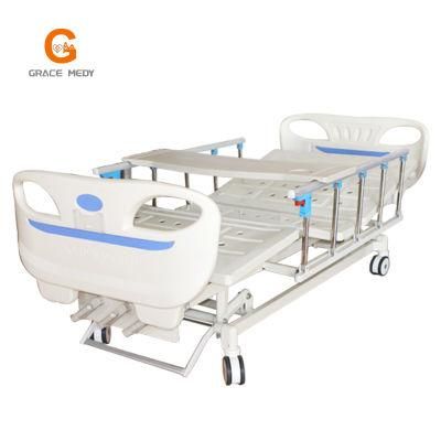 Medical Equipment Manual 3 Function Foldable ICU Hospital Bed with Casters Manufacturers