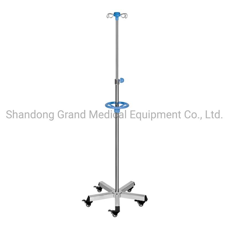 Height Adjustable Stainless Steel IV Pole Infusion Stand