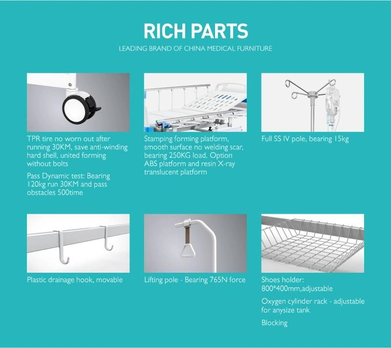 A6w Patient ICU ABS Hospital Electric Medical Bed with Casters for Patient
