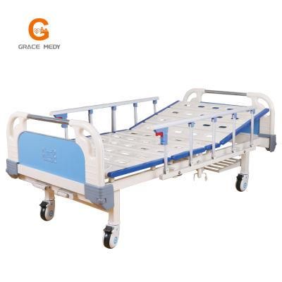 Factory Wholesale Two ABS Crank/ Two Function Hospital Bed with Shelving and IV Stand