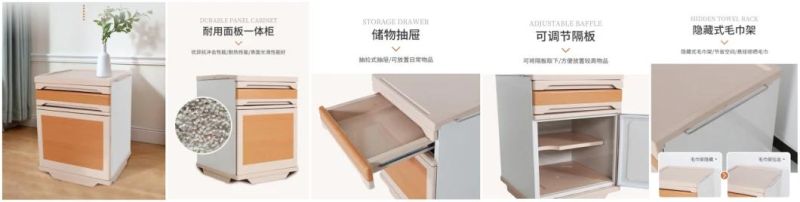 Color Available Wooden Material Medical Furniture Hospital Bedside Table 2 Layers Wooden Bedside Cabinet Table Used in Patient Rooms with ISO Certificates