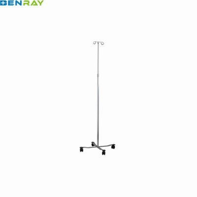 Intravenous Infusion Stand - Stainless Steel 4 Hooks Black Plastic Base IV Pole