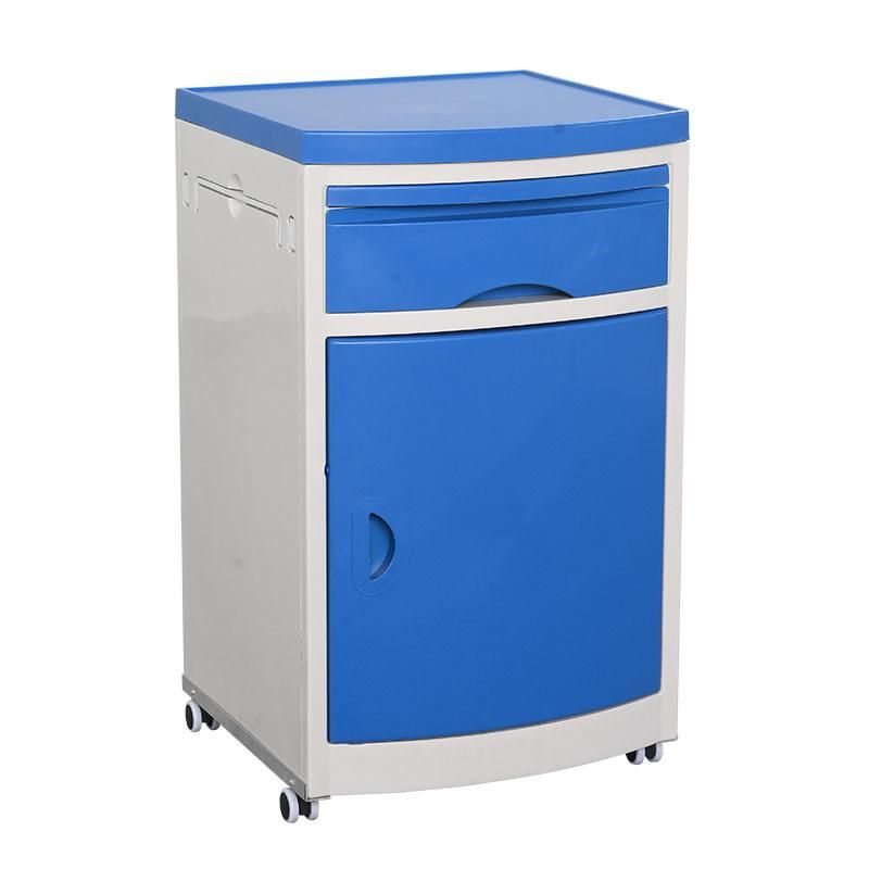 Hospital Furniture ABS Mobile Patient Bedside Storage Cabinet with Table Beside Cabinet with Wheels and Extended Dining Table