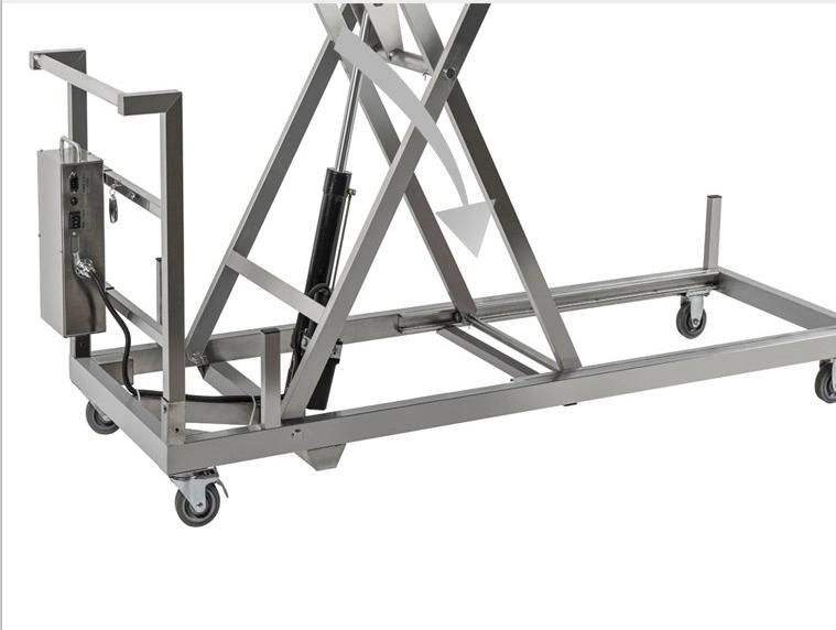 Roundfin Hight Adjustable Funeral Mortuary Freezer Corpse Transfer Trolley