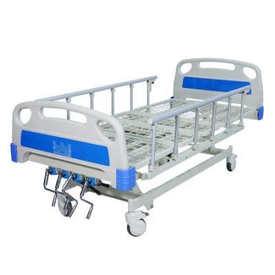 Adjustable 4 Crank Five Function ICU Medical Bed Detachable Headboard Manual Medical Hospital Bed