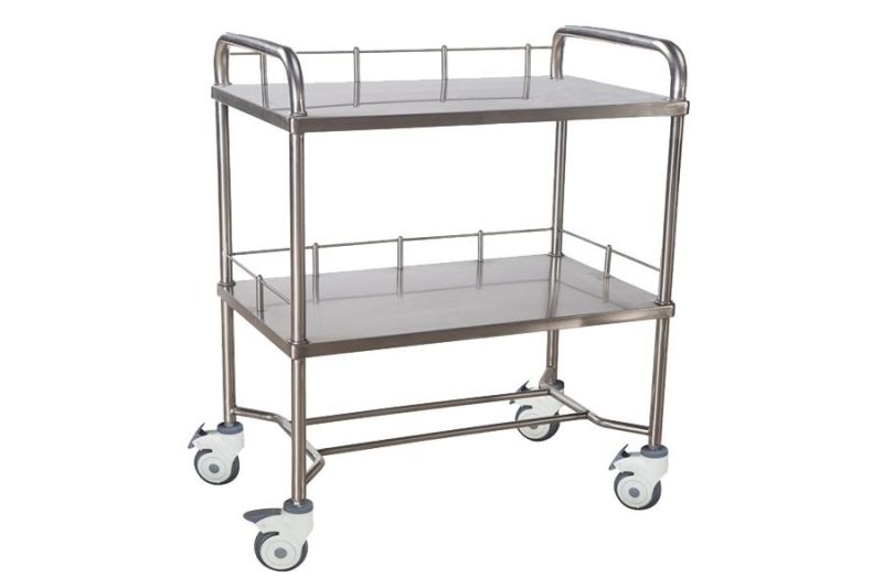 High Performance Medical Stainless Steel Instrument Hospital Furniture Tray Nursing Trolley