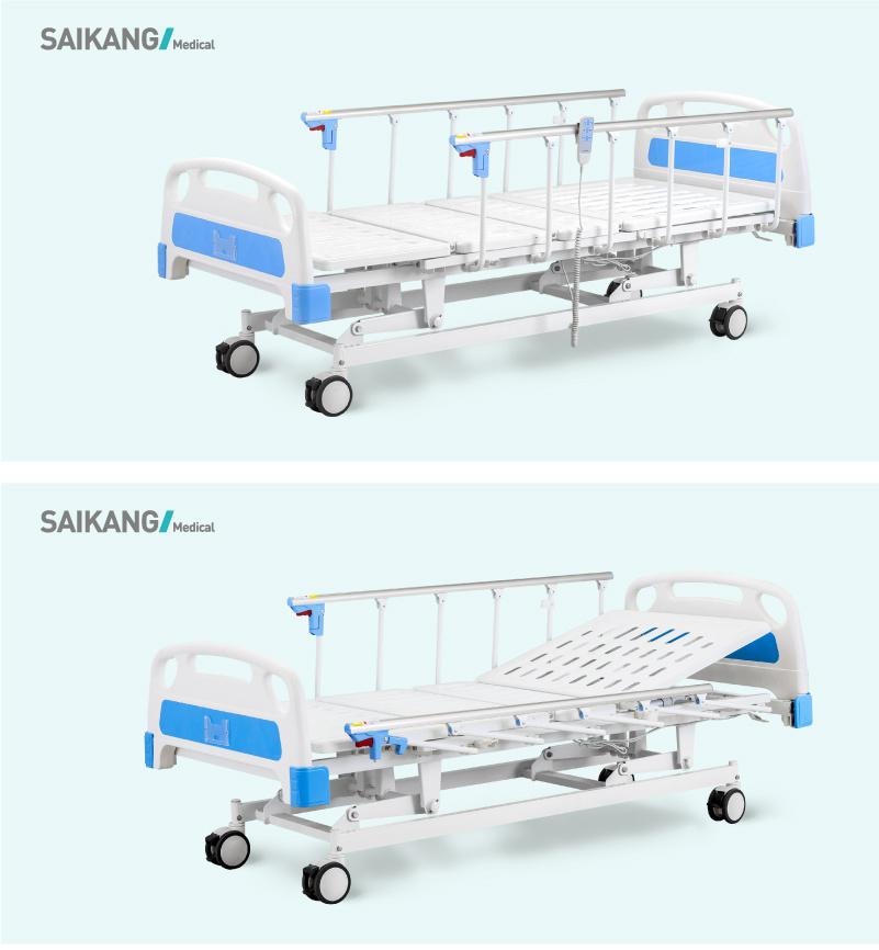 A6w Cheap Adjustable Hospital Electric Medical Patient Clinic Care ICU Bed with Foldable Side Rail