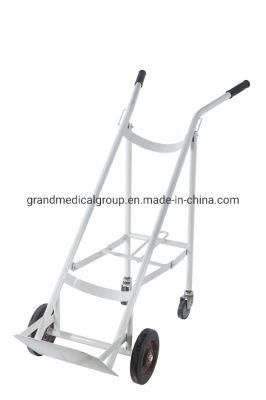 Hospital Furniture Medical Mobile Oxygen Bag Carry Cart Steel Oxygen Cylinder Trolley Cart
