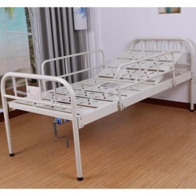 Reversible Guardrail Normal One-Crank Hospital Bed with Bedpan