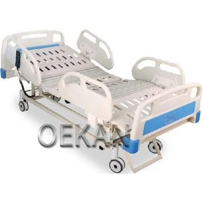Oekan Hospital Use Furniture Hospital Electric Adjustable 5 Function Patient Nursing Bed Medical ICU ABS Folding Bed