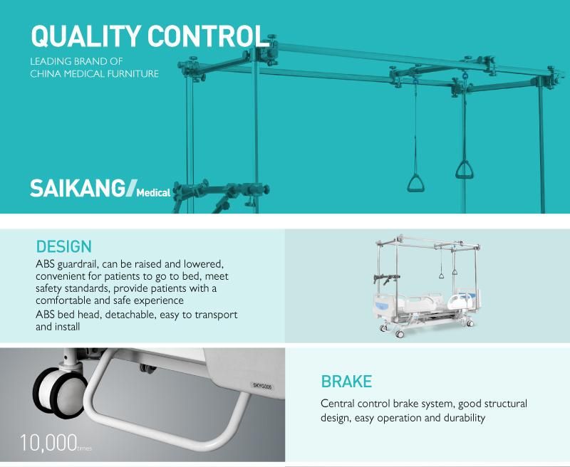 GB8c Saikang Professional 5 Funtion Electric Movable Orthopedic Lumbar Traction Hospital Bed with Wheels