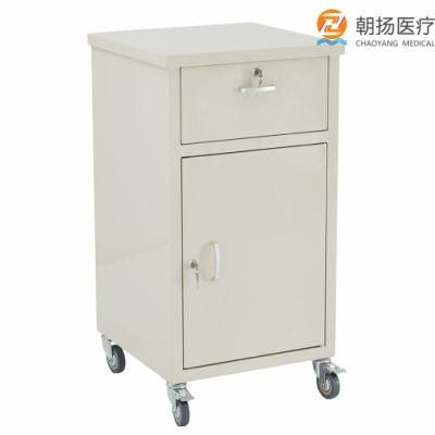 High Quality Movable Hospital Bed Side Table Medical Bedside Cabinet with Wheels