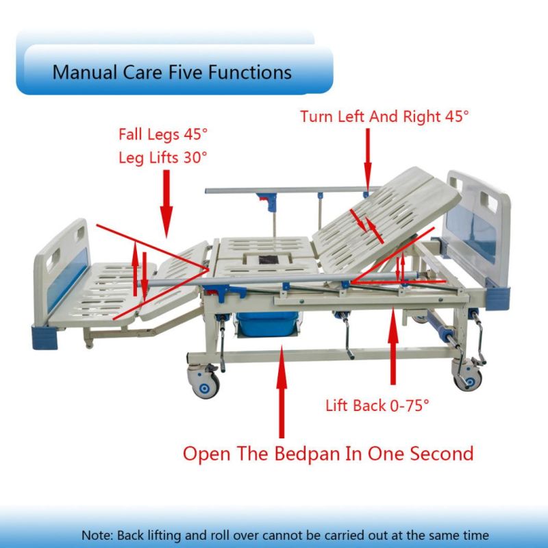 5 Function Manual Adjustable Nursing Hospital Bed Sh-02