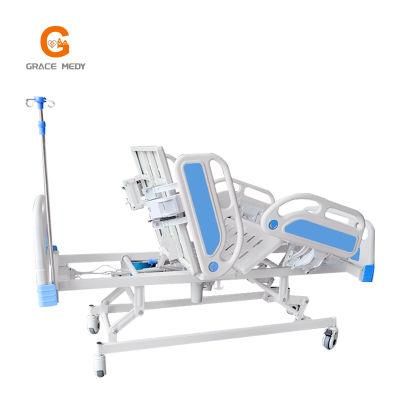 5 Crank 5 Function Adjustable Medical Furniture Folding Electric Patient Nursing Hospital Bed with Casters