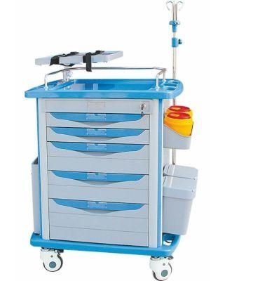 Hospital Medical Emergency Folding Tool Equipment Trolley with Wheels