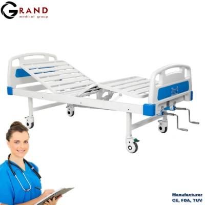 Hospital Manual Two Crank - Rockers Mobile Nursing Care Bed with ABS Bedside