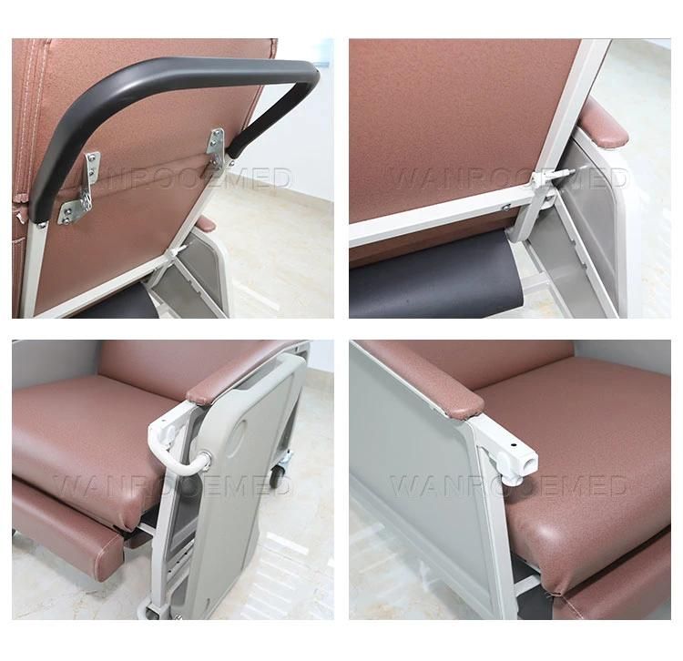 Bhc301 Hospital Adjustable Recliner Folding Patient Accompanying Geriatric Chair with Dining Table and Castors