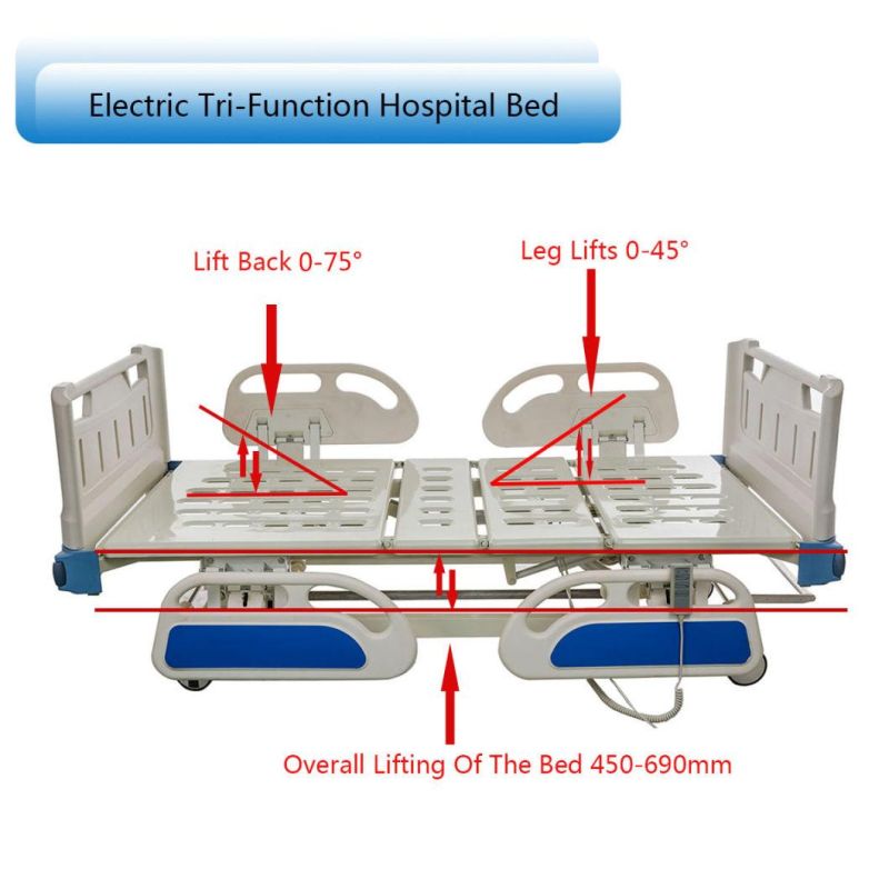 CE Adjustable Electric Hospital Sick Bed with Mute Casters dB05