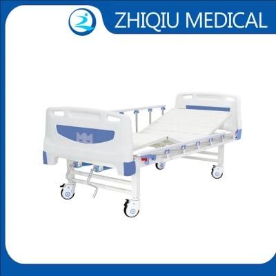 Factory Supply 2 Cranks Functions Manual Hospital Bed with Wheels