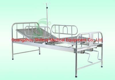 Plastic-Spray Steel Medical Bed with Two Cranks Hospital Furniture (SLV-B4022)