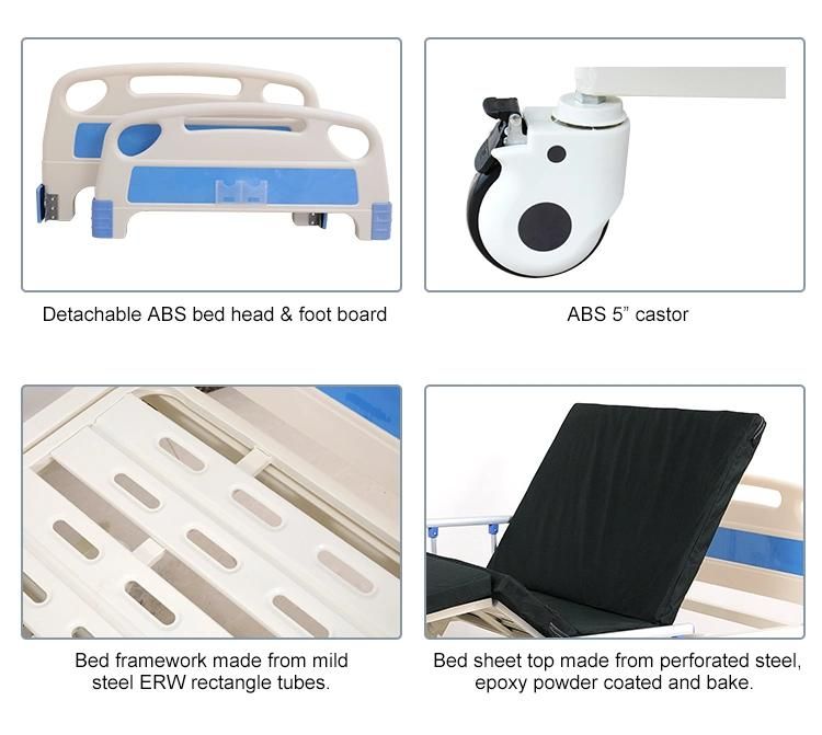 Two Cranks Manual Hospital Bed with ABS Head Foot Board