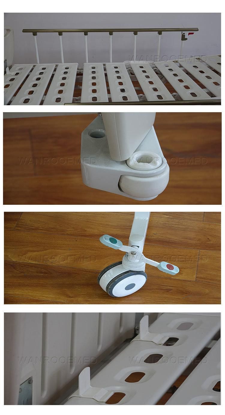Bam203 L-Shaped Guardrail Medical ABS 2 Crank Manual Hospital Patient Nursing Bed for Elderly