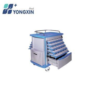 Yx-Mt760 Raised-Adge Design ABS Medicine Hospital Trolley with Five Double Sidea Trays