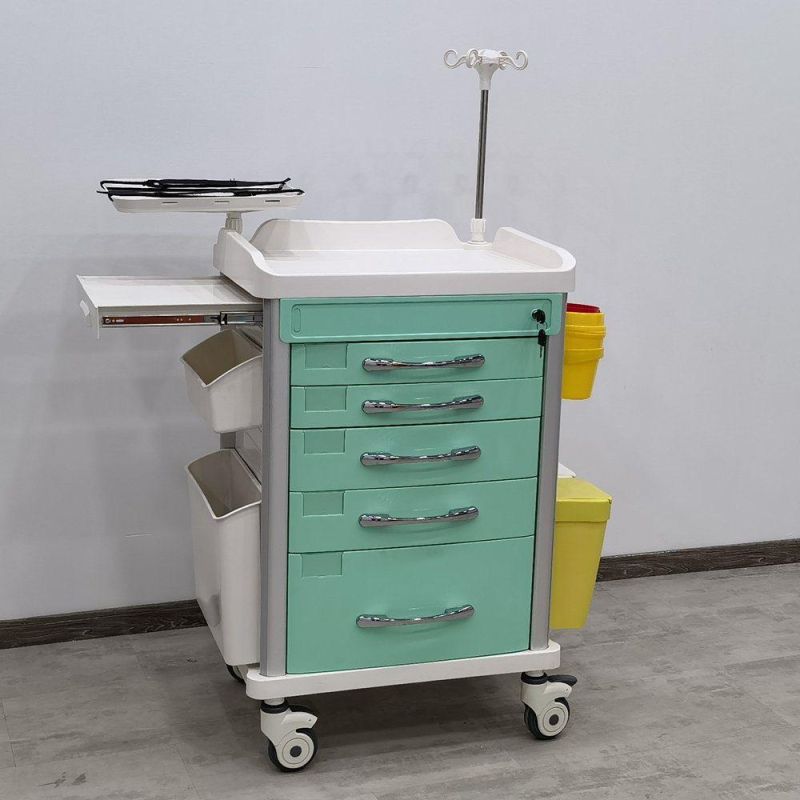 Factory Price Hospital Furniture Procedure Portable Drugs ABS Plastic ICU CPR Resuscitation Crash Cart Medical Emergency Trolley