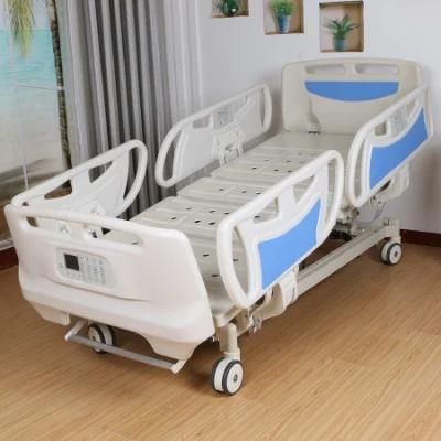 Luxury Metal Multifunction Folding Medical Furniture Adjustable Electric ICU Nursing Hospital Bed with Casters