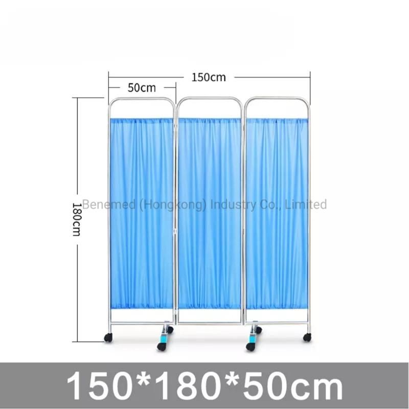 Foldable Hospital Stainless Steel Patient Ward Screen 3 or 4 Folds Sections