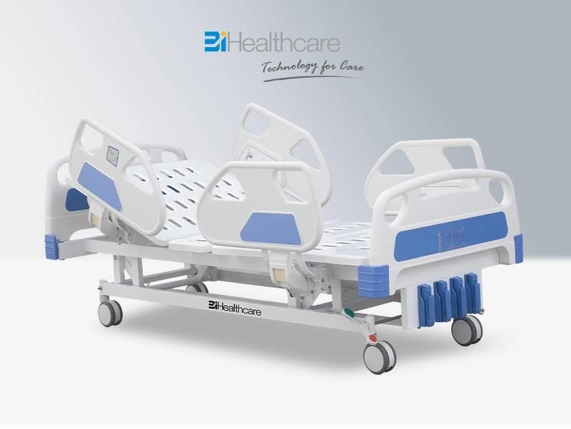 Factory Medical Equipment Electric 5 Functions Foldable ICU Hospital Bed with Casters