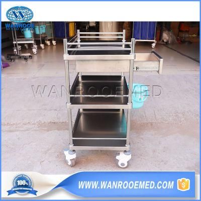 Bss304 3 Layers Stainless Steel Medical Instrument Clinic Surgical Treatment Nursing Trolley