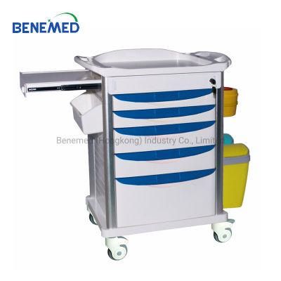 Hospital Medical Medicine Treatment Trolley with Five Drawers