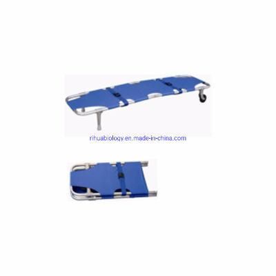 Hospital High Quality Aluminum Alloy Folding Stretcher with Wheels