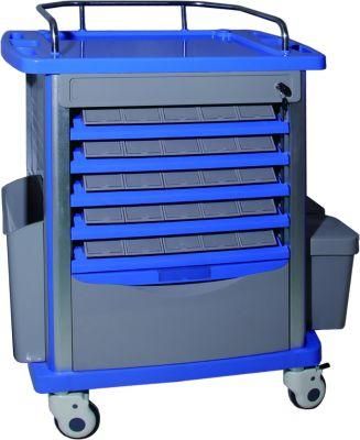 Mn-DC001 Hospital Furniture Nursing Emergency Cart ABS Medical Trolley
