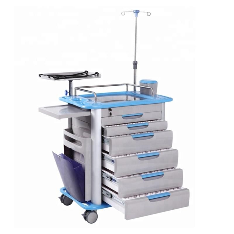 Hospital Furniture ABS Medical Mobile Crash Trolley Cart Emergency Trolley