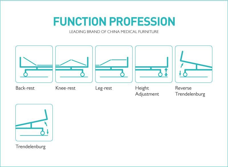 F4c 4 Crank Manual Hospital Bed with 4 Functions