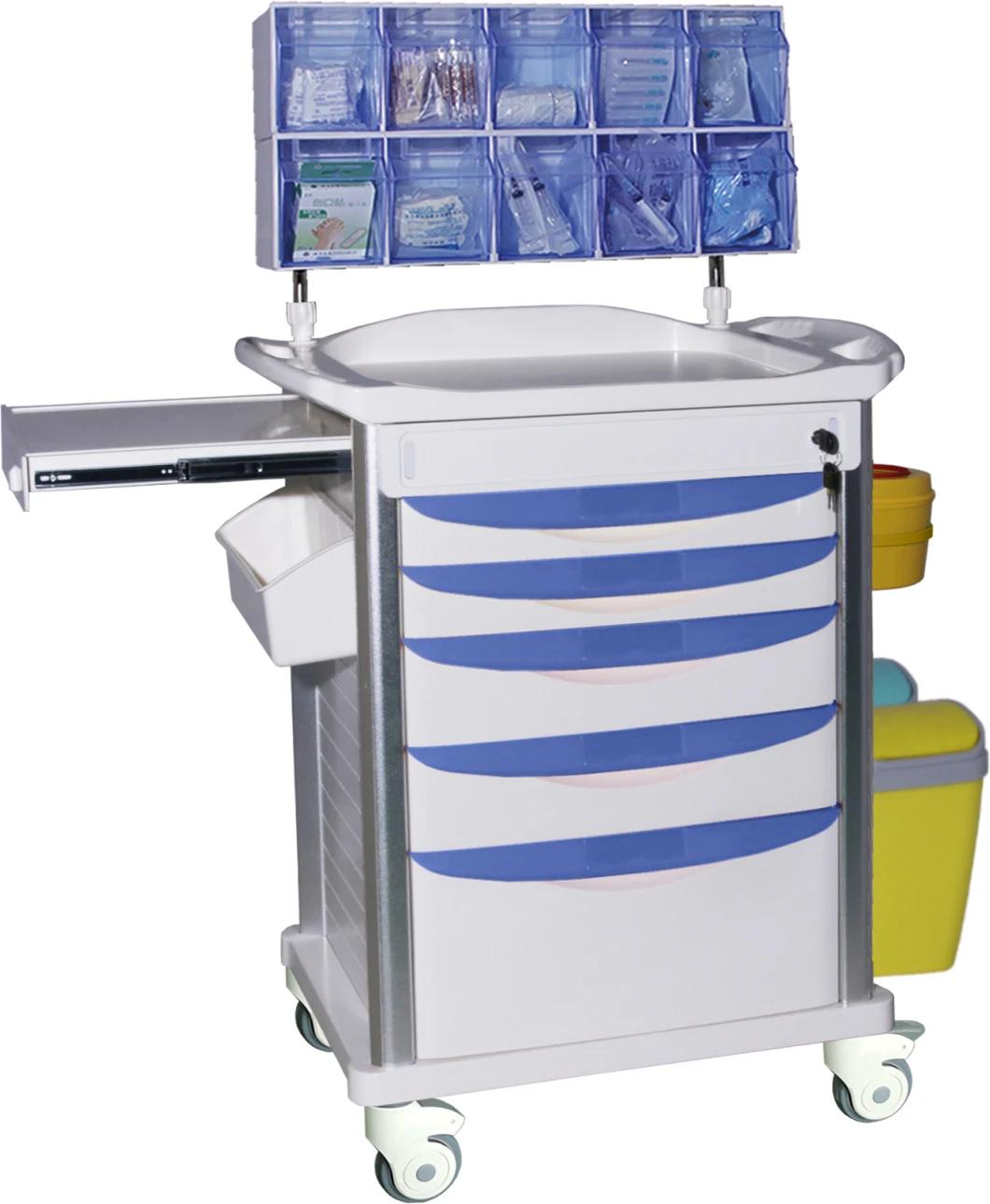 Mn-AC008 Hospital Crash Cart ABS Medical Emergency Trolley for Emergency Room