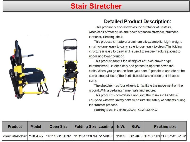 Ambulance Foldaway Hospital Portable Wheelchair Stair Stretcher