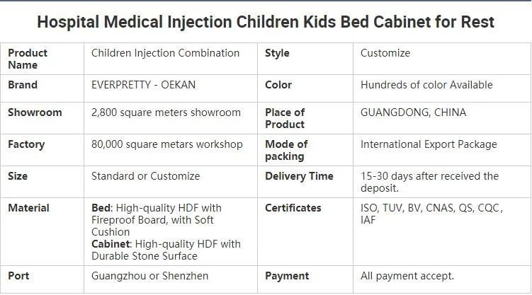 Hospital Medical Injection Children Kids Bed Cabinet for Rest