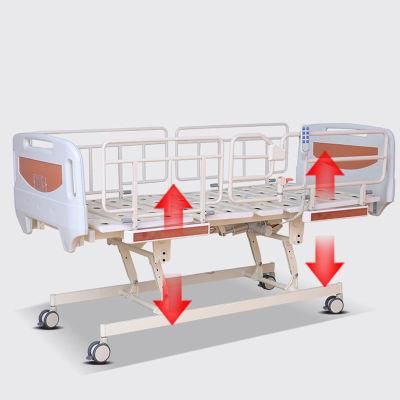 Cheap Multi-Functional Back-Lifting and Leg-Raising Convalescent Bed Folding Guardrail Hospital Bed